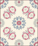 Cream Pink Gray Floral Medallion Rug
