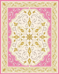 Ornate Pink and Gold Medallion Lace Rug