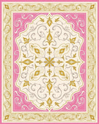Ornate Pink and Gold Medallion Lace Rug