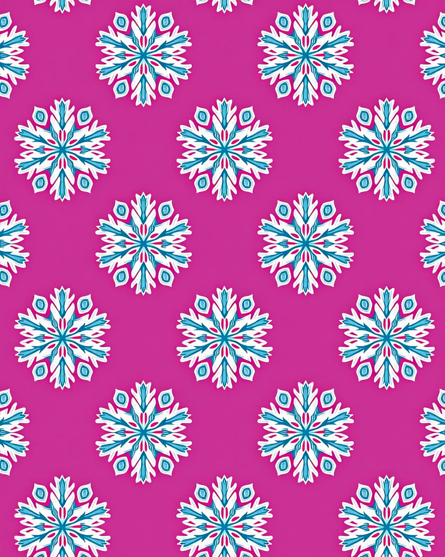 Vibrant Fuchsia Snowflake Medallion Rug