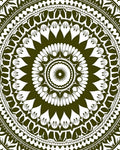 Deep Olive Green Radial Mandala Rug
