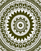 Deep Olive Green Radial Mandala Rug