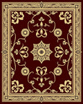 Deep Red and Gold Floral Scroll Rug