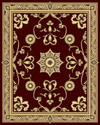 Deep Red and Gold Floral Scroll Rug