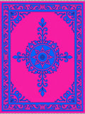Vibrant Pink Blue Mandala Border Rug