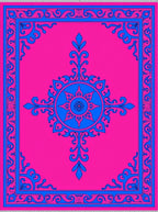 Vibrant Pink Blue Mandala Border Rug