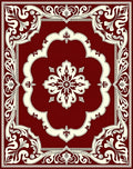 Crimson Ivory Ornate Medallion Border Rug