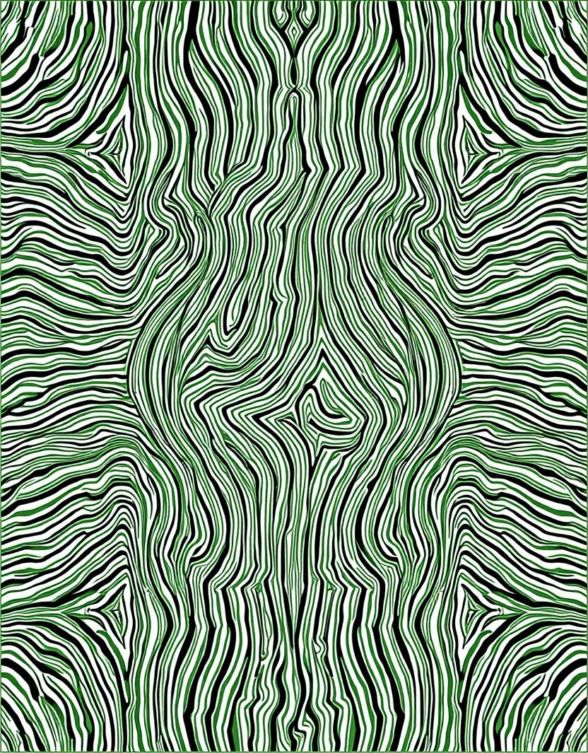 Green And Black Wavy Lines Rug