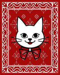 Red White Feline Snowflake Festive Rug