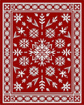 Crimson Snowflake Floral Border Rug