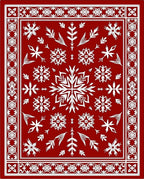Crimson Snowflake Floral Border Rug