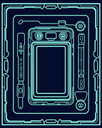 Neon Circuit Board Blueprint Rug