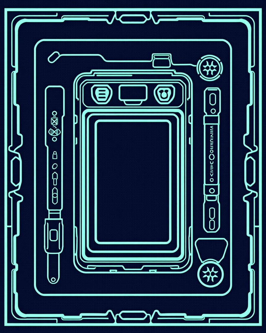 Neon Circuit Board Blueprint Rug
