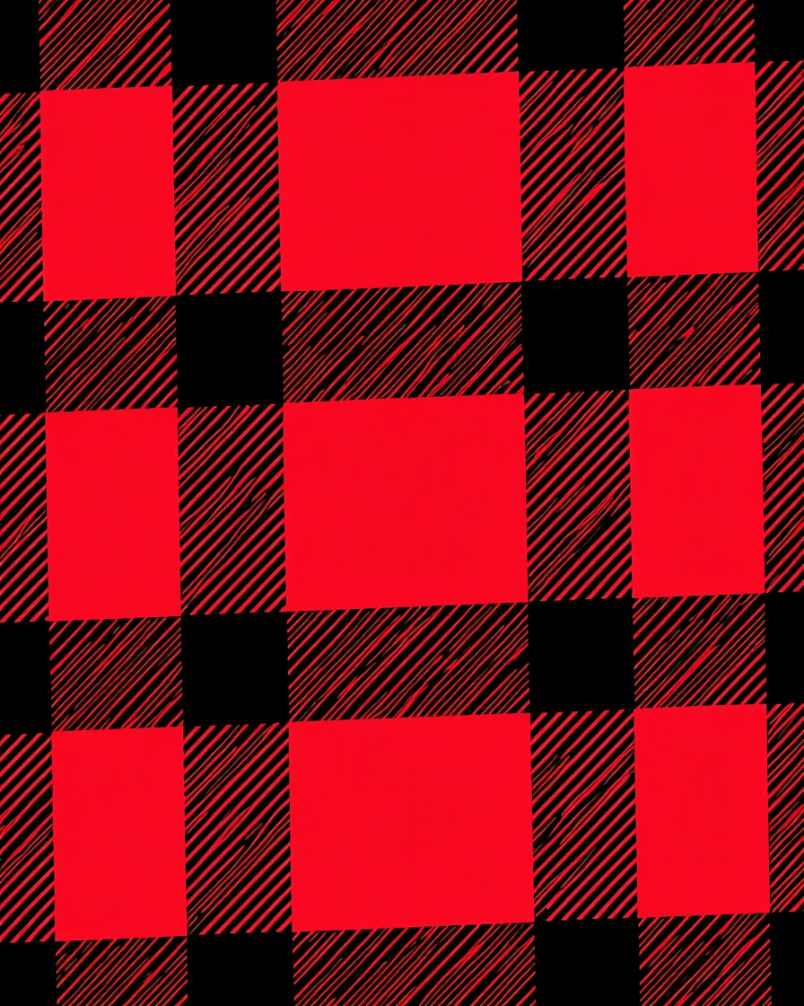 Bold Plaid Crimson Black Checkered Rug