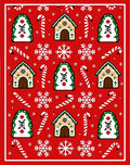 Red Gingerbread Snowflakes Candy Canes Rug