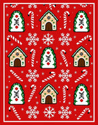 Red Gingerbread Snowflakes Candy Canes Rug