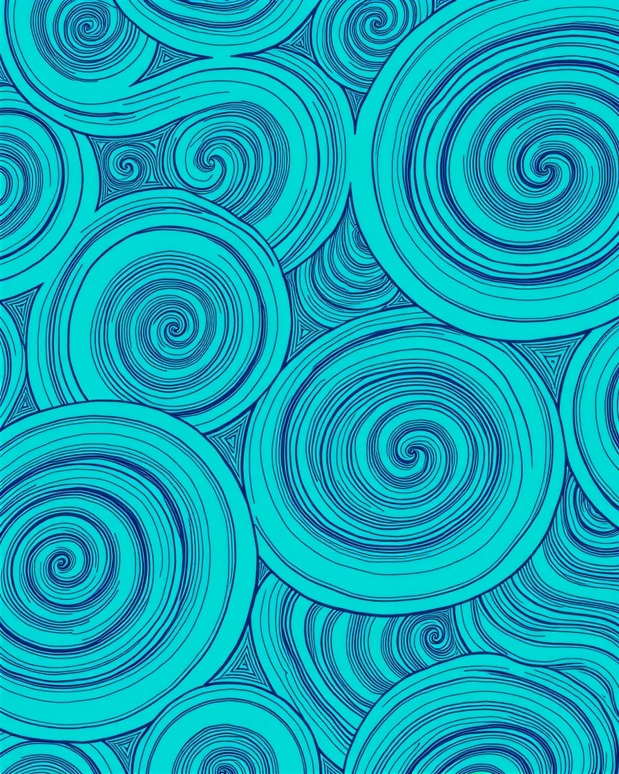 Deep Teal Swirling Vortex Accordion Rug