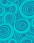 Deep Teal Swirling Vortex Accordion Rug