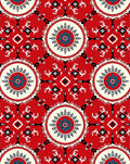 Red Teal Starburst Medallion Mandala Rug