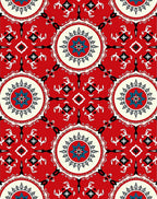 Red Teal Starburst Medallion Mandala Rug