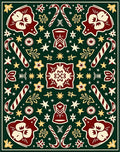 Merry Crimson Candy Cane Star Collage Rug