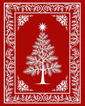 Bold Red Christmas Tree Border Rug