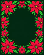 Crimson Red Floral Border Rug