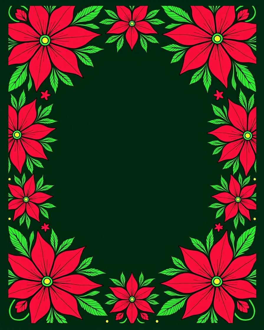 Crimson Red Floral Border Rug