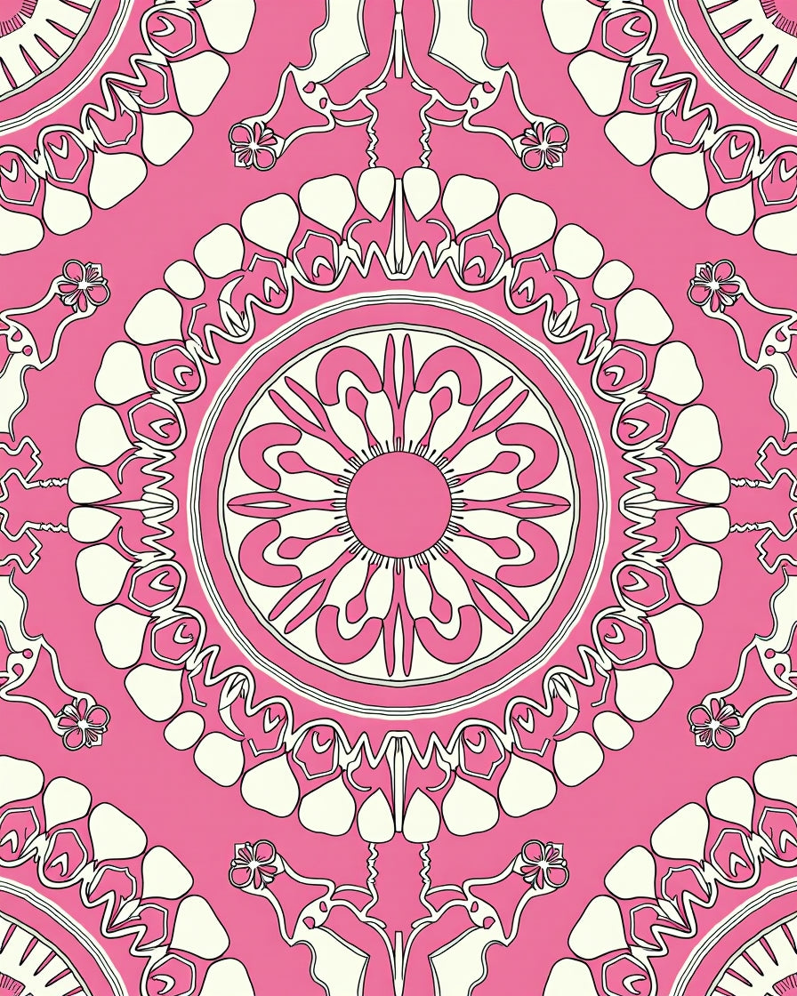 Pink Ivory Mandala Art Rug