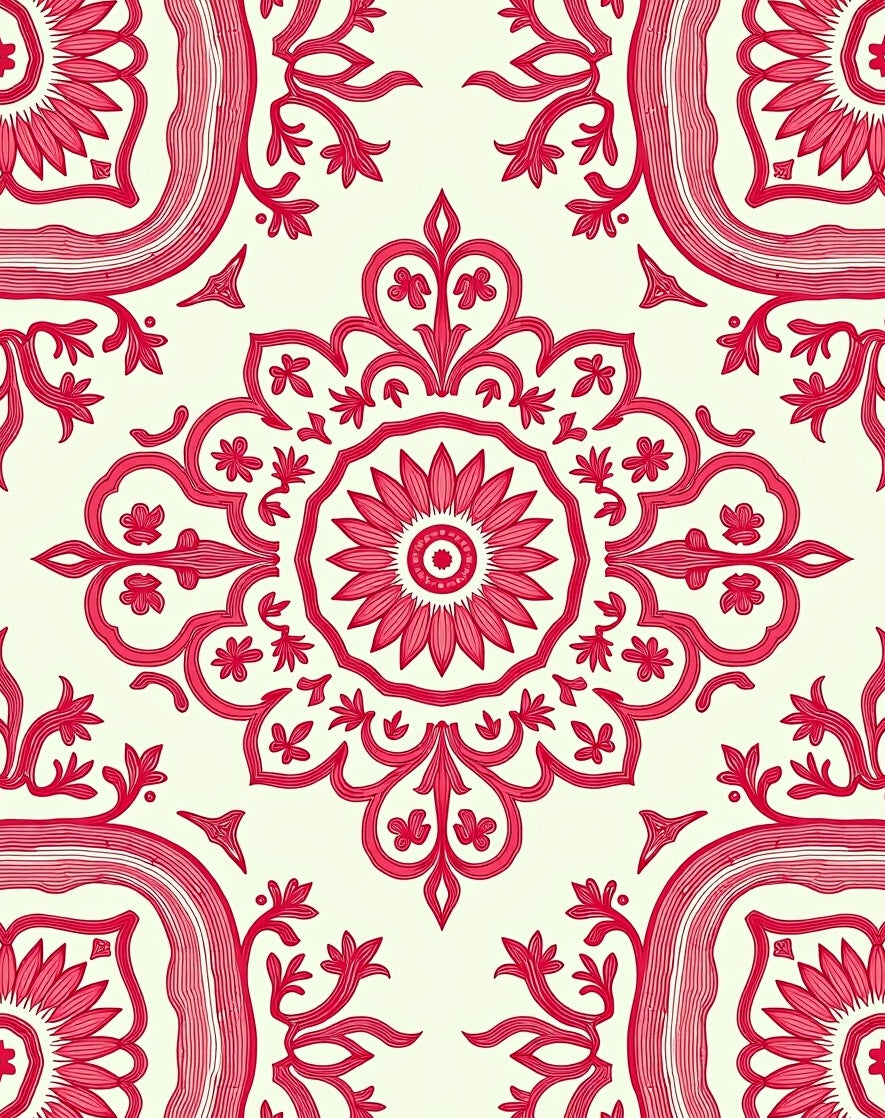 Red Floral Medallion Arch Rug
