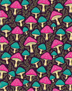 Whimsical Pink Teal Mushroom Garden Rug