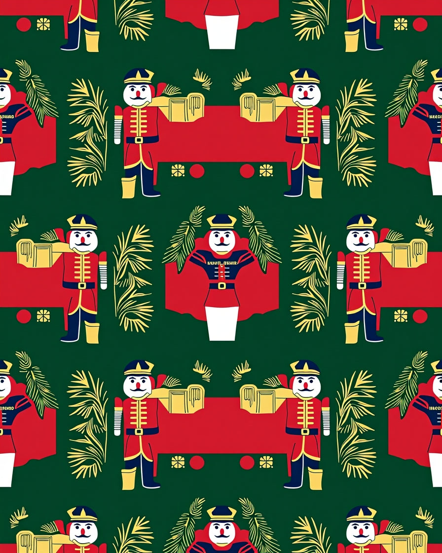 Festive Nutcracker Soldier Green Red Rug