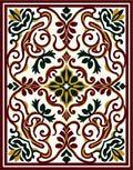 Crimson Gold Scrollwork Floral Accent Rug