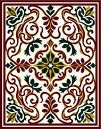 Crimson Gold Scrollwork Floral Accent Rug