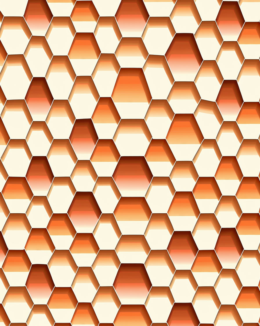 Warm Orange Honeycomb Geometric Rug