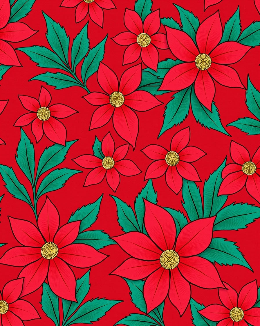 Vibrant Red Floral Garden Rug
