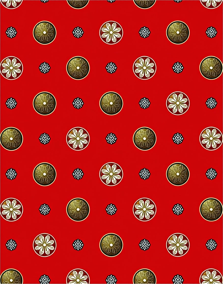 Crimson Red Gold Floral Medallions Rug