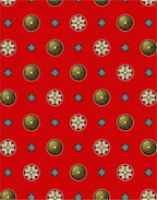 Crimson Red Gold Floral Medallions Rug