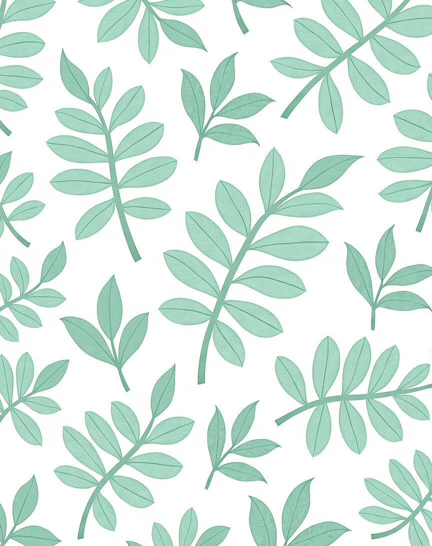 Pale Mint Leaf Branch Repeat Rug