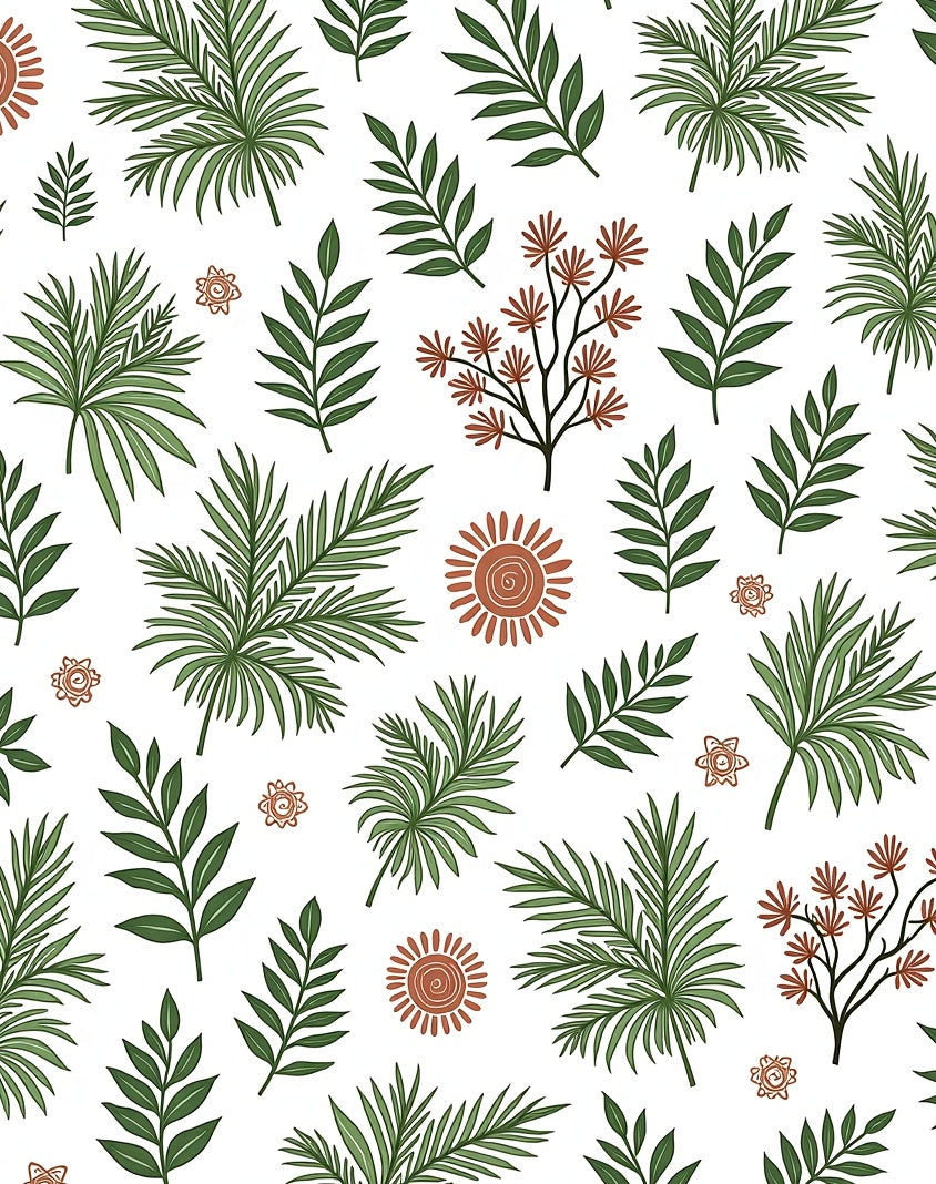 Verdant Palm Leaves Terra Cotta Sun Rug