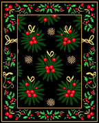 Crimson Holly Berry Garland Border Rug