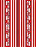 Red White Stripe Floral Border Rug