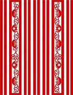 Red White Stripe Floral Border Rug