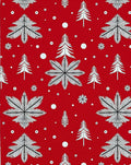 Red Abstract Winter Trees Snowflakes Rug