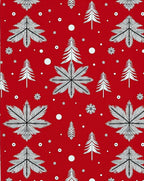 Red Abstract Winter Trees Snowflakes Rug