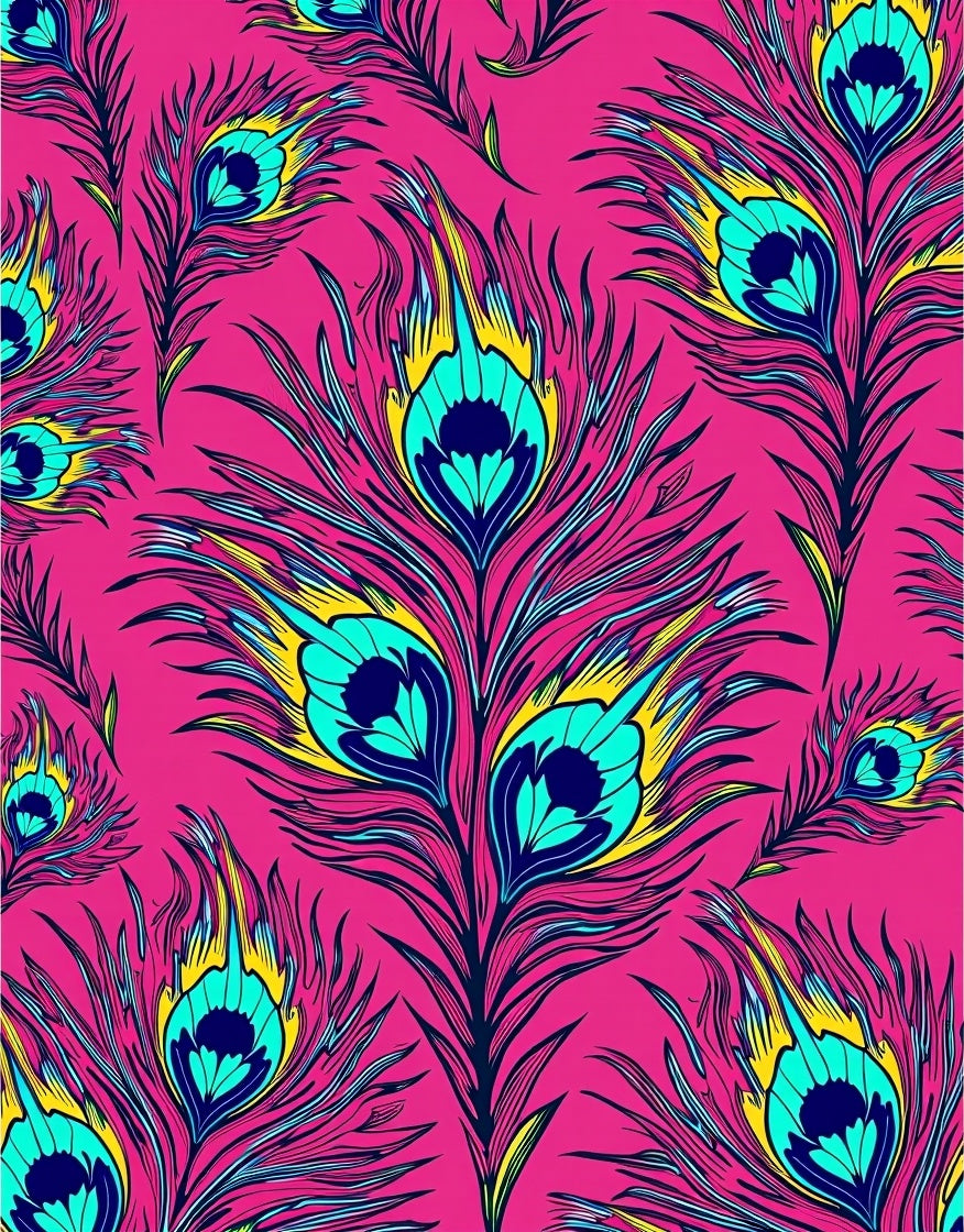 Hot Pink Peacock Feather Arrangement Rug
