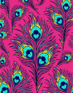 Hot Pink Peacock Feather Arrangement Rug