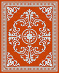 Terracotta White Ornate Scroll Medallion Rug