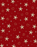 Red Golden Stars Whimsical Hearts Rug