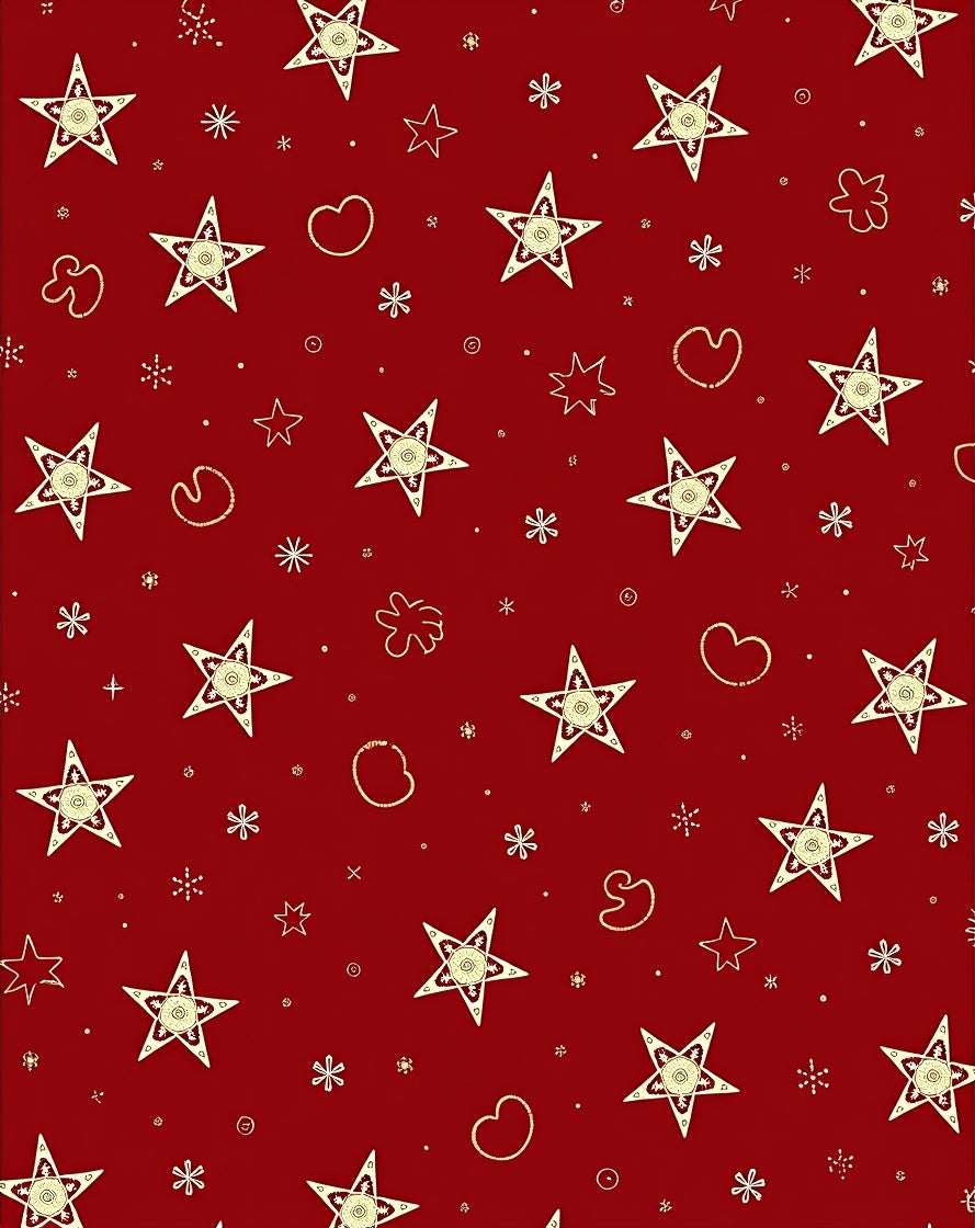 Red Golden Stars Whimsical Hearts Rug